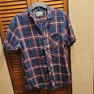 Authentic Work Worn Men's Blue Plaid Shirt